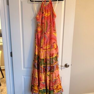NWT Farm Rio Tropical Pink and Yellow Maxi Dress
